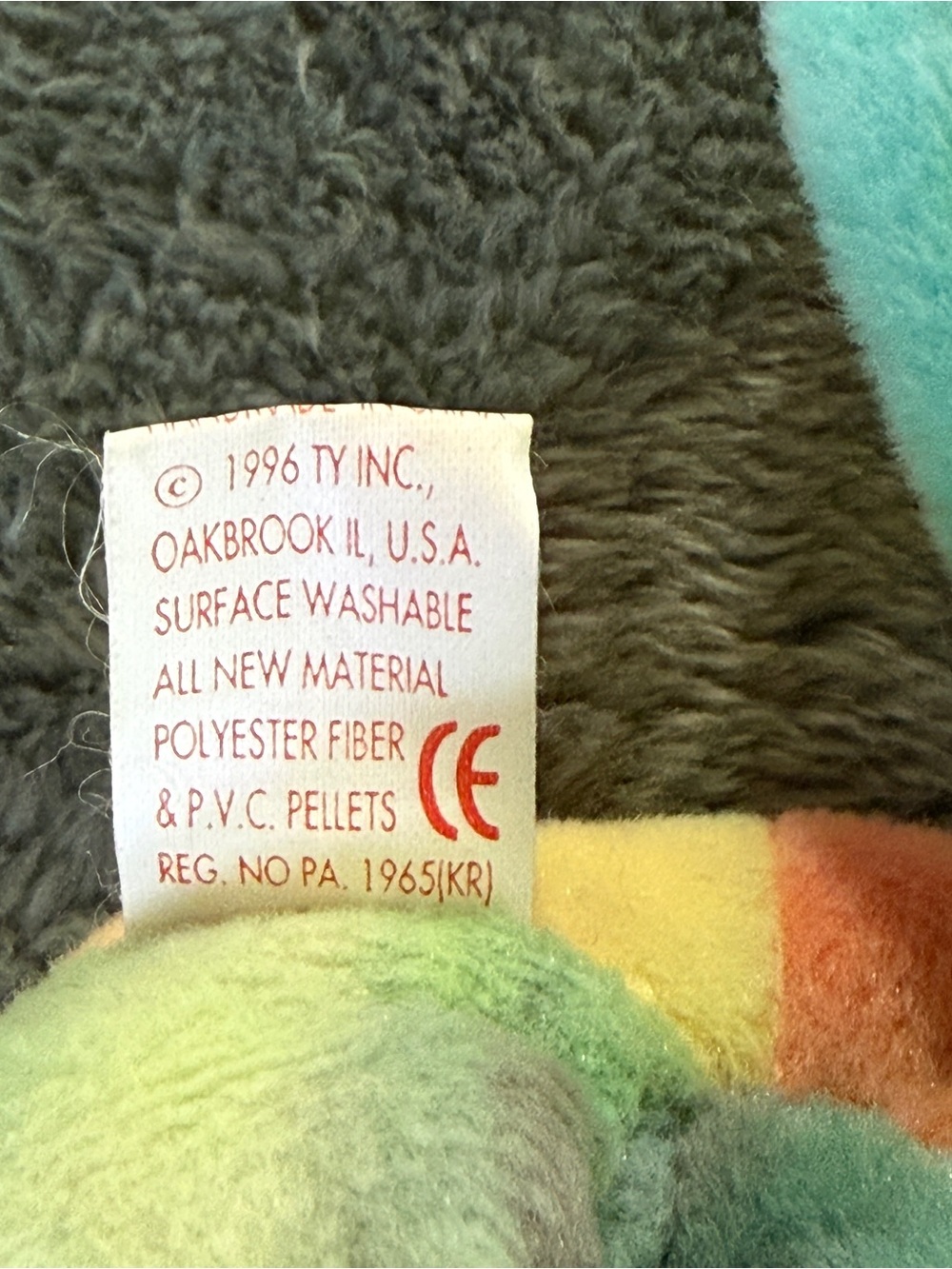 VINTAGE TY BEANIE BABY PEACE BEAR PVC PELLETS PASTEL - Picture 4 of 6